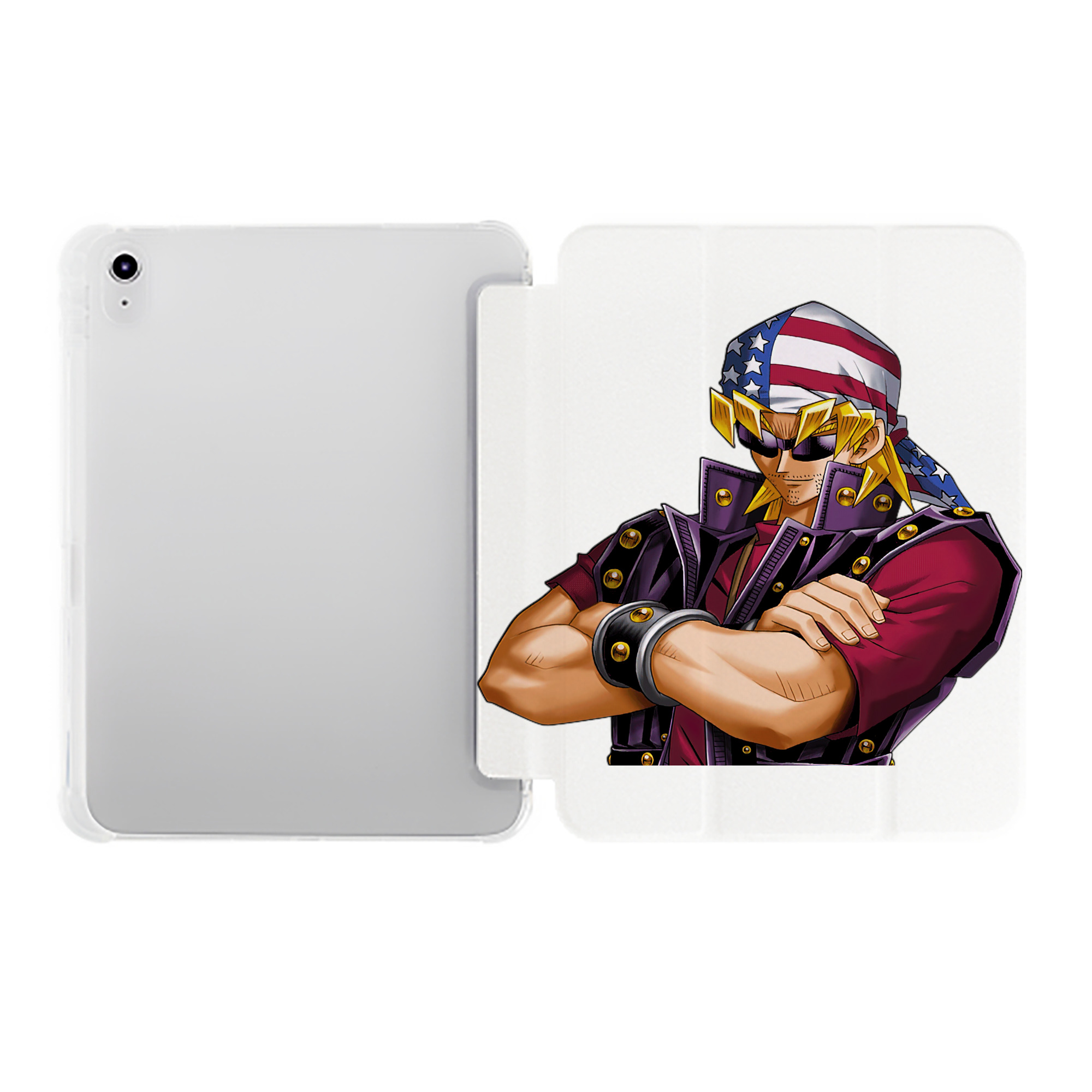 （画像用） 遊☆戯☆王 Yu-Gi-Oh! IPad ケース ペン収納付き 三つ折りスタンド PUレザー×シリコン 対応機種9.5/10.5/10.9インチ